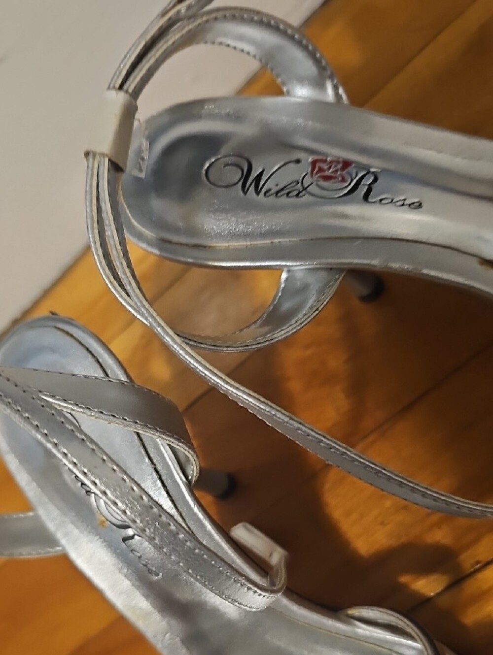 Wild Rose Silver Metallic Strappy Heels - Picture 4 of 7